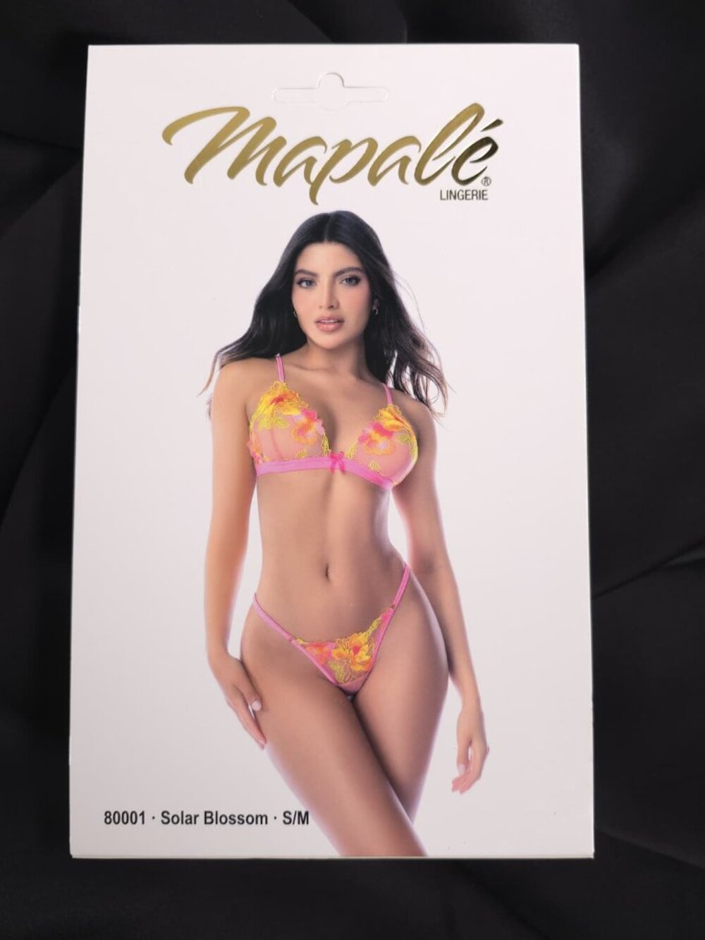 Mapalé Solar Blossom 2 Piece Floral Lace Bralette Thong Lingerie Set S/M 80001